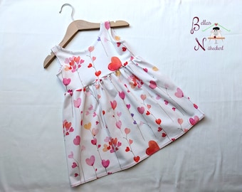 Sommerkleid Bodykleid mit Herzen und Blumen für Mädchen aus Baumwolljersey | ab Größe 62 bis Größe 104 | optional mit Flügelärmeln