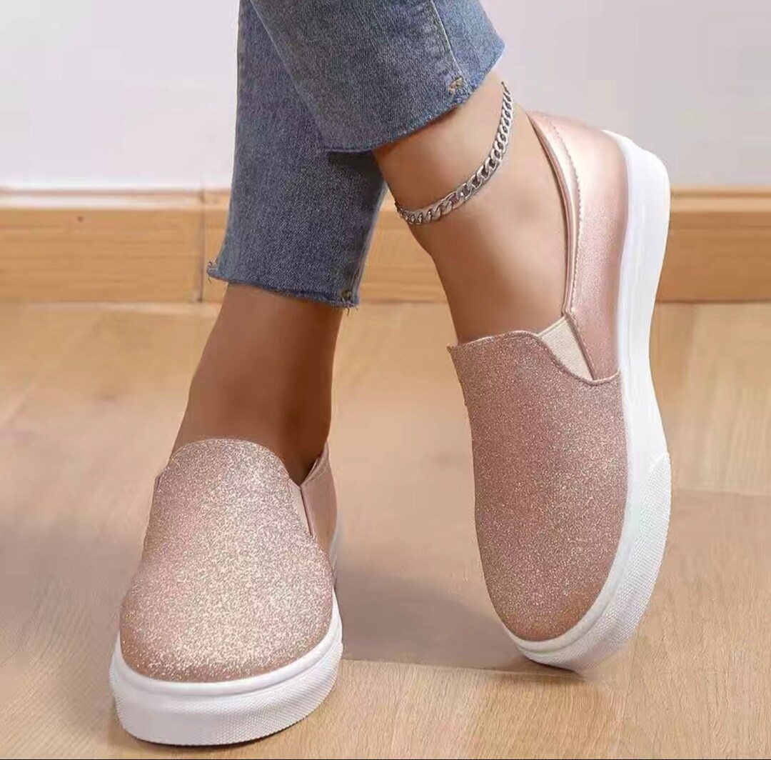 579 Women's Glitter Flat Shoes Etsy