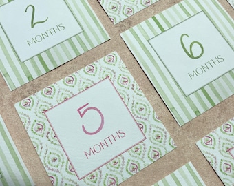 Pink & Green Baby Milestone Cards