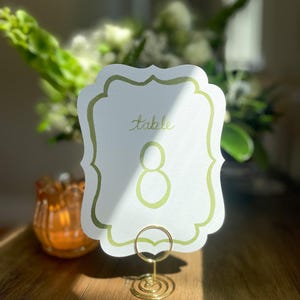 Green Watercolor Table Numbers | Antique Die Cut Print image 5