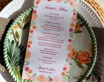 Printed Menu Cards | Garden Floral Border