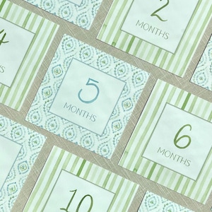 Cartes d'étape bleues et vertes pour bébé garçon