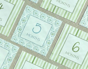 Blue & Green Baby Boy Milestone Cards