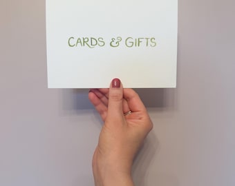 Cards & Gifts Signage | Green or Blue Watercolor | Printed Signage
