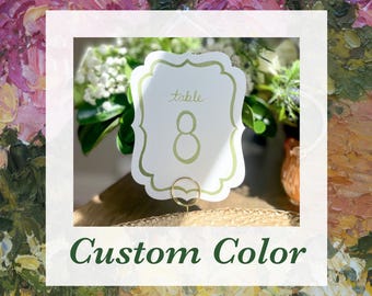 Custom Color | Antique Die Cut | Printed watercolor table numbers