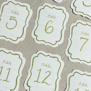 Green Watercolor Table Numbers | Antique Die Cut Print image 2