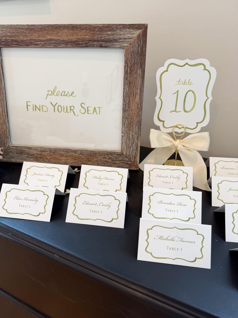 Green Watercolor Table Numbers | Antique Die Cut Print image 6