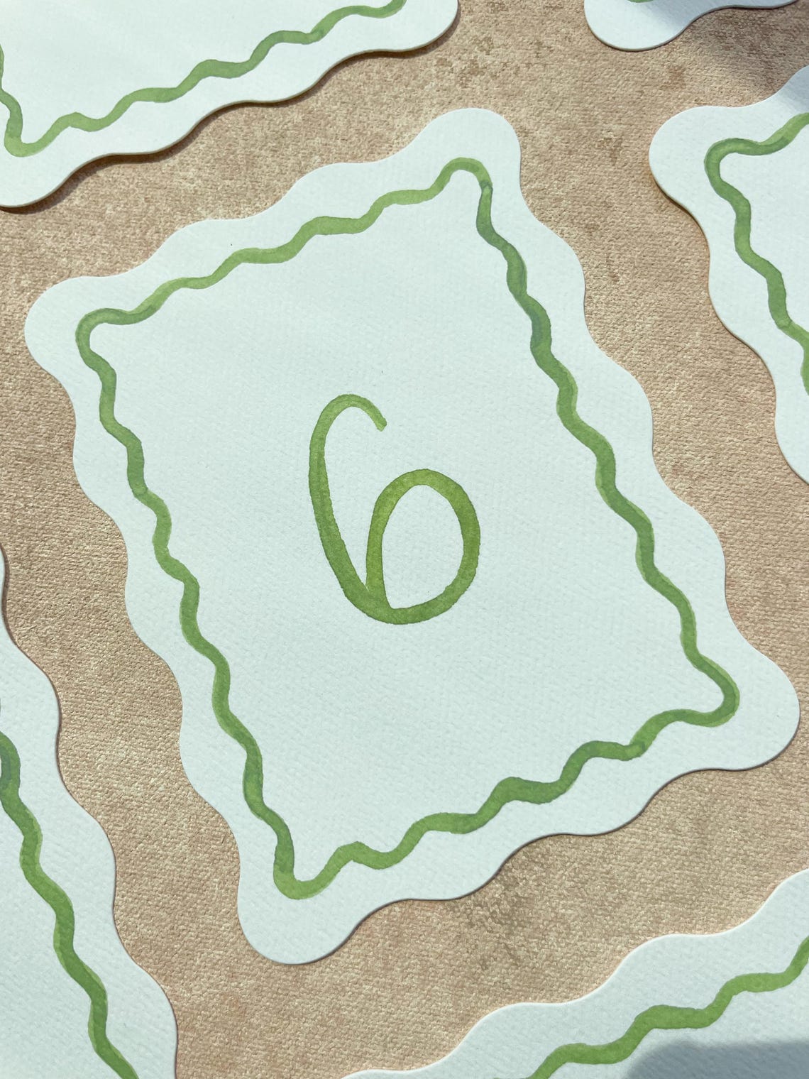 Green Wavy Watercolor Table Numbers - Etsy