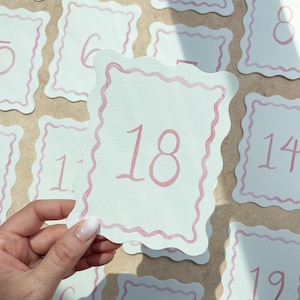 Pink Wavy Watercolor Table Numbers - Etsy