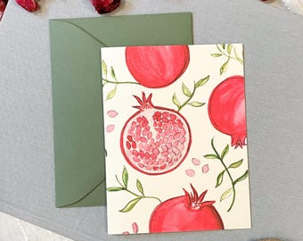 Festive  Pomegranate Cards | Blank inside | 5 Pack