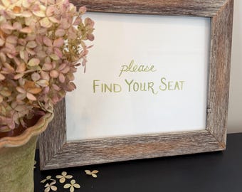 Find Your Seat Signage | Green Watercolor | Printed Signage