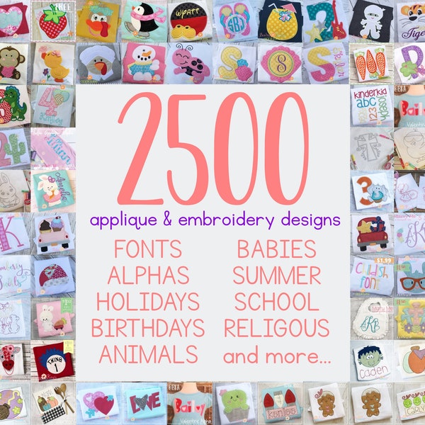 2500 Applique and Embroidery Designs - DOWNLOAD