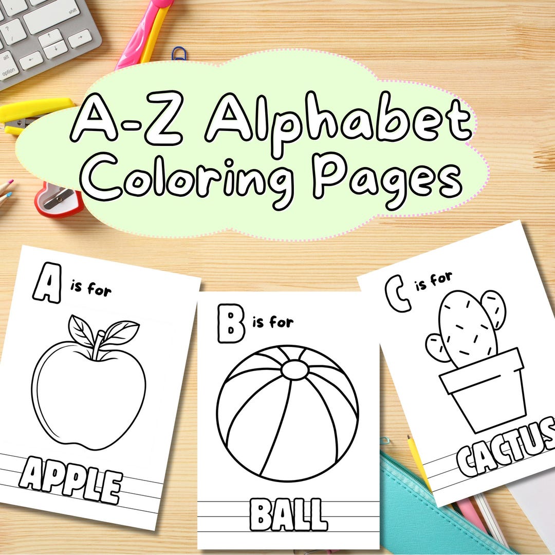 Alphabet Coloring Pages, ABC A-Z English, PDF & ZIP File, Learning to ...