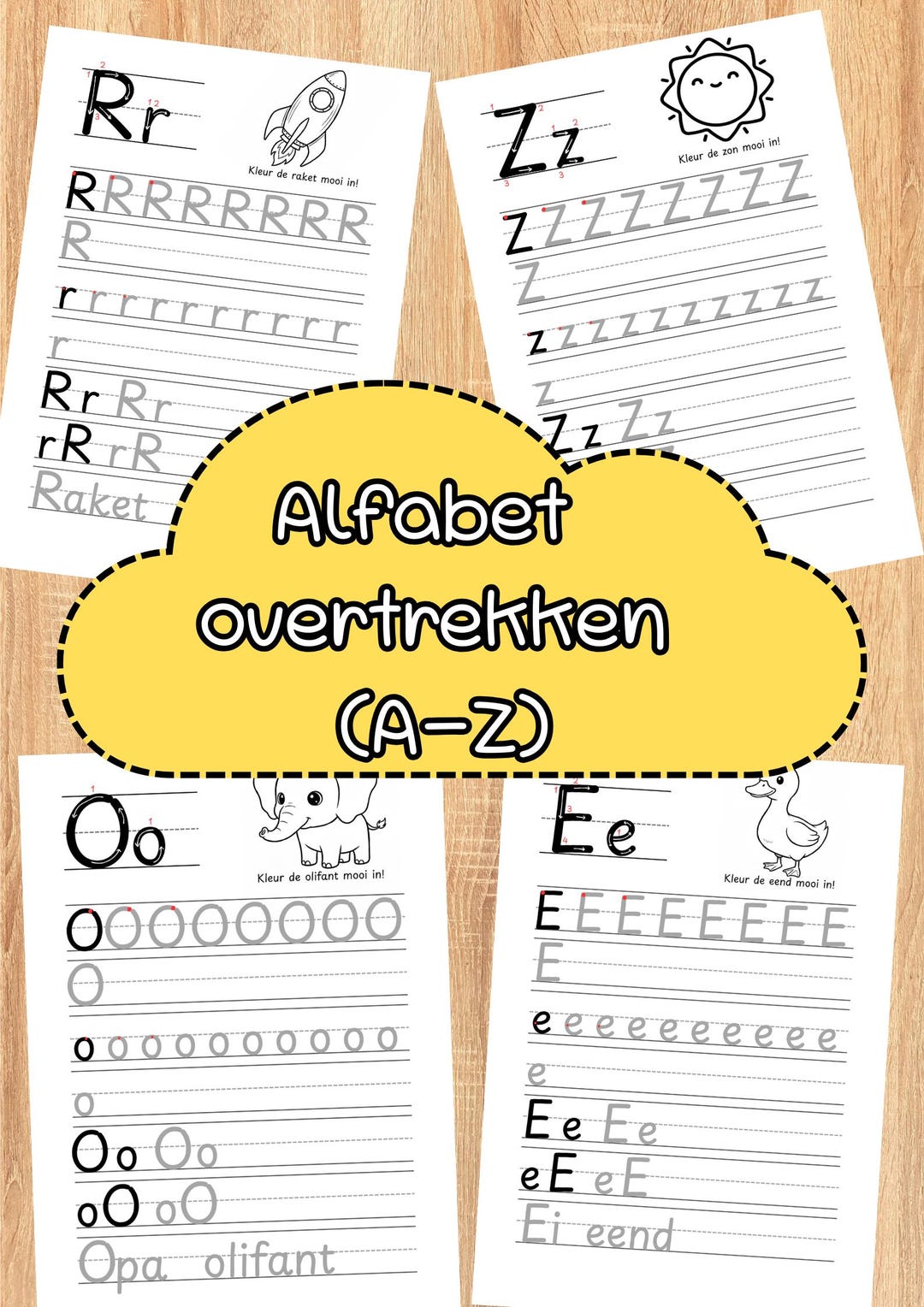 Alfabet Overtrekken Kleurplaten, ABC A-Z Nederlands, Leren Kleuren ...