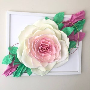 Handgemachtes Wandbild 3D Rose Blume im Rahmen für Wohndekor Anniversay Geburtstagsgeschenk