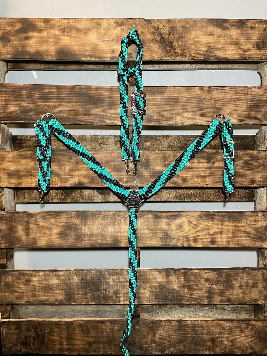 Turquoise & Red Beaded Leather Tack Set
