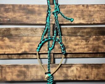 Black With Turquoise Lariat Rope Nose Muletape Halter With Matching 8 ...
