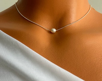 Pearl Silver Dainty Necklace