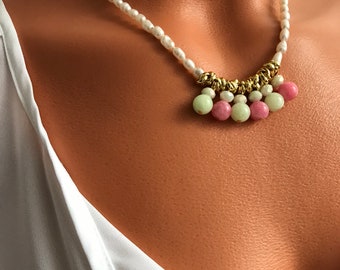 Pearl Charm Necklace Choker