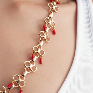 White & Red Coral Necklace image 3