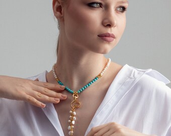 Turquoise Pearl Necklace