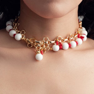 White & Red Coral Necklace image 4