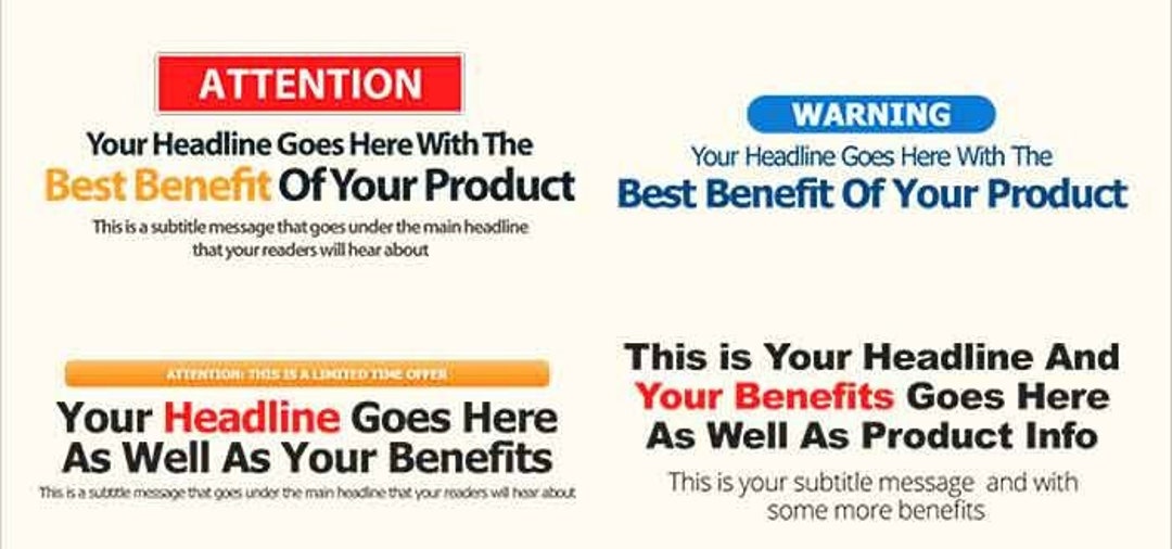 INSTANT DOWNLOAD, Headline Template Collection, Layered PSD