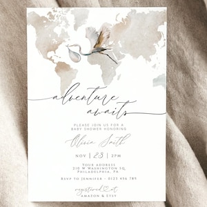 Adventure awaits baby shower invitation Special delivery baby shower invite Stork baby shower invitation Instant download Printable TBS04