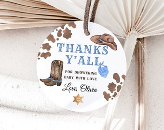 Editable Printable Baby shower Favor tag Cowboy favor tag decor Rodeo baby shower Cowboy favors Ranch baby shower favors Cowboy decor BBS37