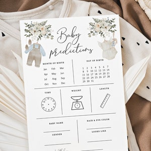 Boho Baby Predictions Gender reveal activity | Download & print! | Baby shower game Gender reveal game Boy or girl party He or she GR12
