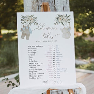 Old Wives tales game Gender reveal games Gender reveal ideas Gender reveal baby shower game He or she activity Boho gender reveal GR12