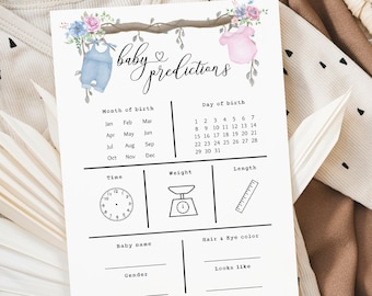 Baby Predictions Gender reveal game Gender reveal predictions Baby shower game Boho Gender reveal ideas He or she what will baby be GR04