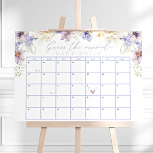GUESS THE ARRIVAL poster 18x24 - baby shower | free edit | floral wildflower baby girl baby boy digital colorful simple sign board BBS02