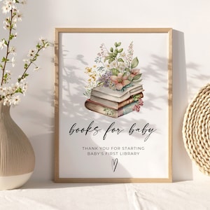 Boho Book for Baby Sign | Printable Baby Shower Book for Baby Sign | Garden flower Baby Shower Book Sign |  Wildflower baby shower | Instant