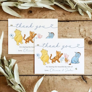 Printable Winnie the Pooh Thank you card Winnie the Pooh Baby shower decor Winnie the Pooh baby shower invitation Hundred Acre Wood BBS36