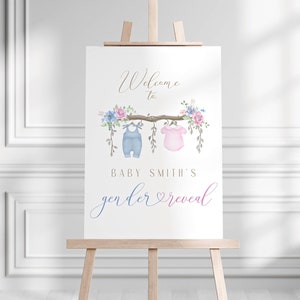 Gender reveal Welcome sign Printable sign Gender reveal decor He or she party Gender reveal Welcome poster Boho Gender reveal sign GR04