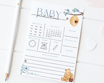 Winnie the Pooh Baby Shower Predictions Instant download Pooh bear baby shower Baby predictions Boy baby shower Baby shower games BBS36
