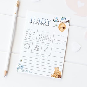 Winnie the Pooh Baby Shower Predictions Instant download Pooh bear baby shower Baby predictions Boy baby shower Baby shower games BBS36