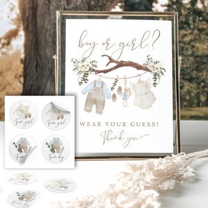 Boho Gender Reveal Boy or girl sign | Wear your guess sign, Team boy Team girl stickers, Gender reveal game, Printable template GR12