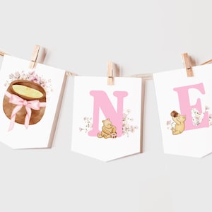 Printable Winnie the Pooh banner Birthday banner Winnie the pooh birthday decoration High chair banner 1st birthday Instant download TBD23