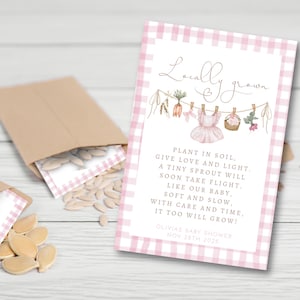 Locally grown baby shower favor Seed pack card Baby sprinkle favor Farmers market baby shower Home grown baby shower favor printable TBS26