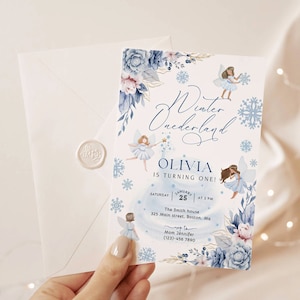 Snow fairy first birthday Invitation, Winter onederland birthday, winter snow theme, girly magical birthday, 1st birthday ideas, FBD13
