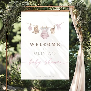 Cowgirl baby shower Welcome sign, Cowgirl baby shower decor, Wild West Baby Shower Sign A little Cowgirl sign Rustic Baby Shower decor TBS34
