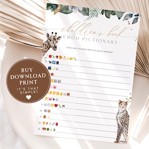 Baby shower emoji game Baby shower emoji Pictionary Safari baby shower Wild one baby shower Safari Baby shower games jungle theme BBS46