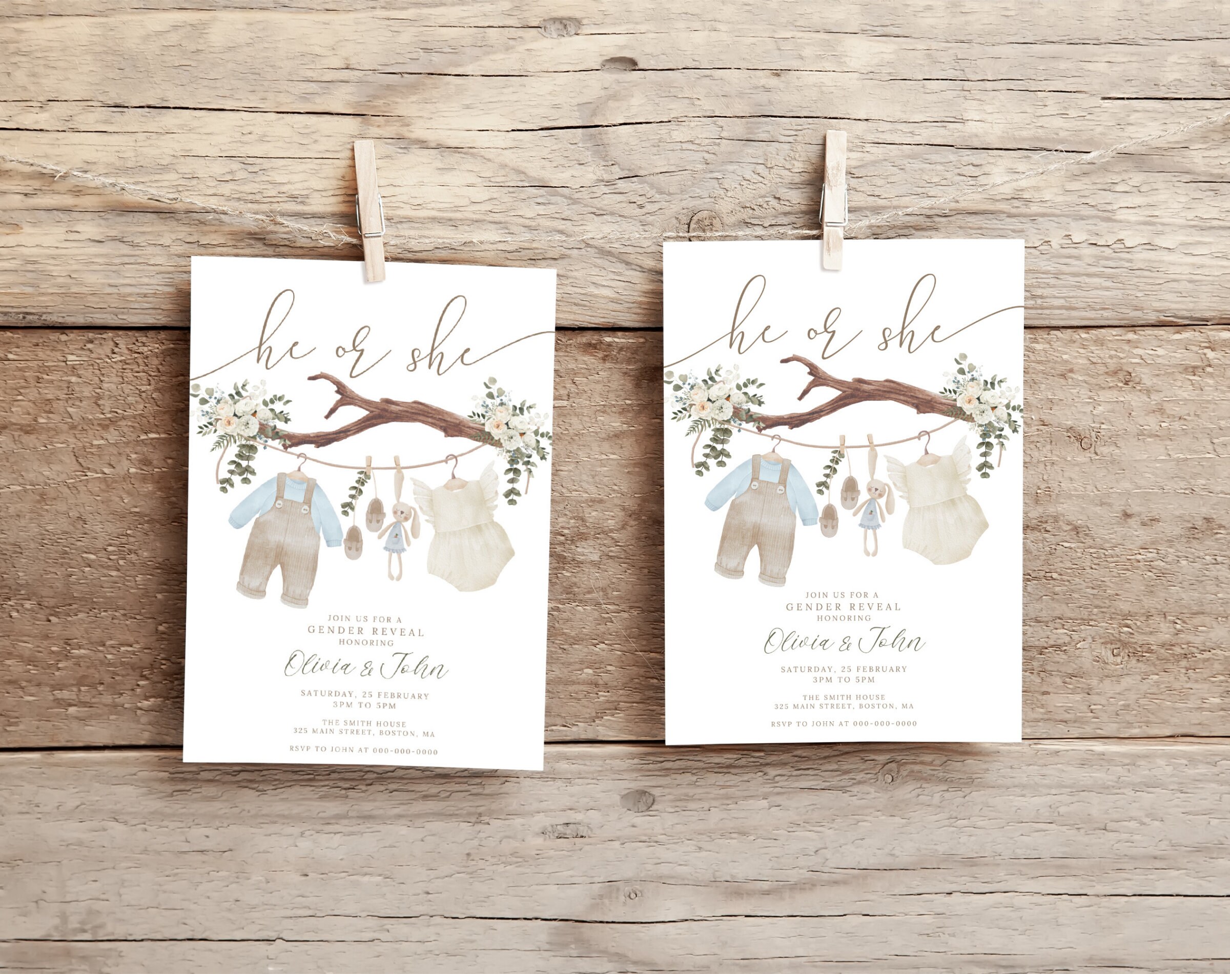 Boho Gender Reveal Invitation Gender Reveal Ideas He or She What Will ...