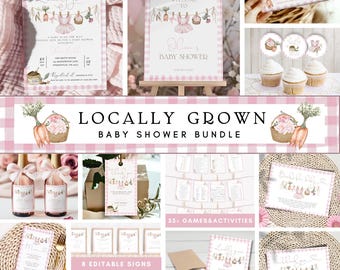 Locally grown Baby shower bundle Baby Welcome sign Food label Baby shower menu Baby shower favor Farmers market Baby shower emoji game TBS26