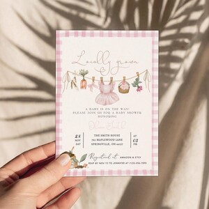 Locally grown baby shower invitation -Baby sprinkle invite Farmers market baby shower Home grown baby shower invite printable Template BBS79 Bild 2