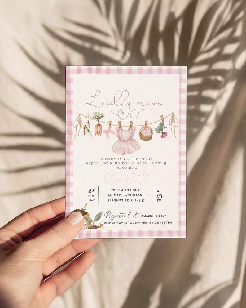 Locally grown baby shower invitation -Baby sprinkle invite Farmers market baby shower Home grown baby shower invite printable Template BBS79 Bild 2