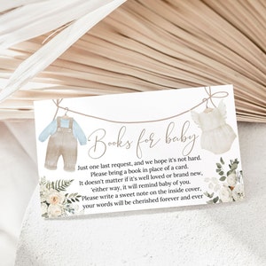 Books for baby cards - ready to print! | Boho Gender reveal, gender reveal decor, Baby clothing, Boy or girl?, He or she?, Printable, GR12