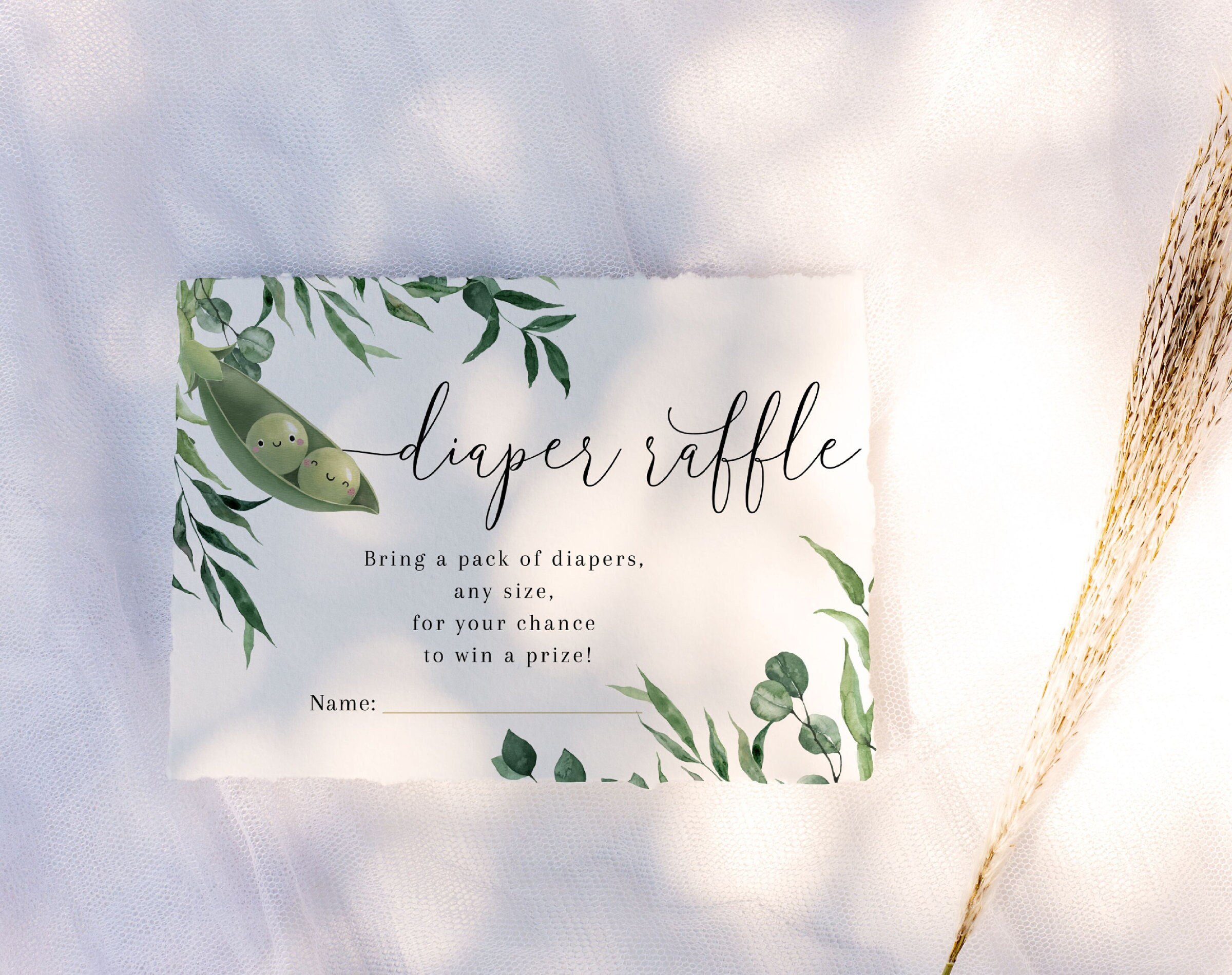 Twin Baby Shower Diaper Raffle Cards, Two Peas in a Pod Diaper Raffle ...